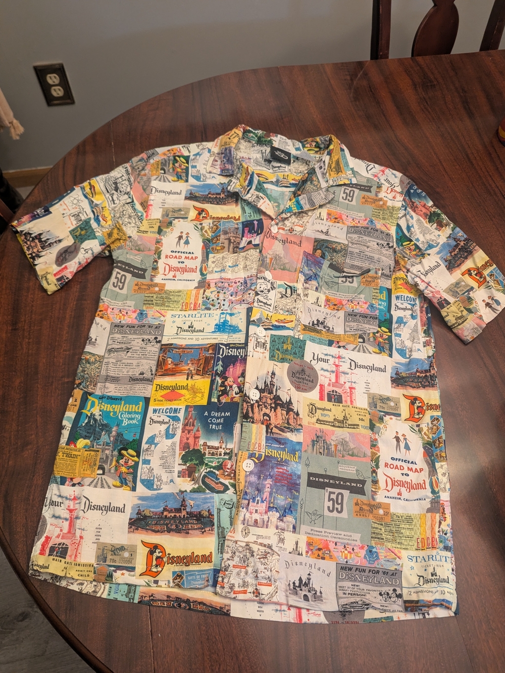 Disney 100 Disneyland Button Down Shirt Size Men’s Small All Over Print Posters